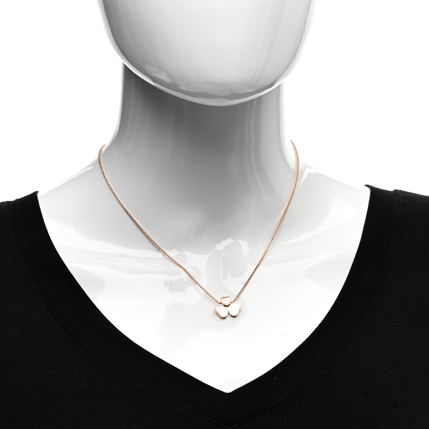 Chopard 18K Rose Gold Diamond Mother of Pearl 3 Happy Hearts Necklace 2 of 5