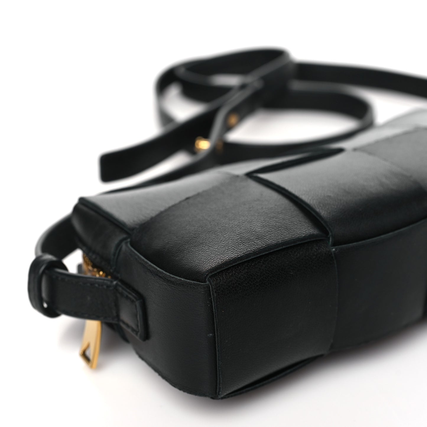 Lambskin Maxi Intreccio Cassette Phone Pouch Crossbody Bag Black