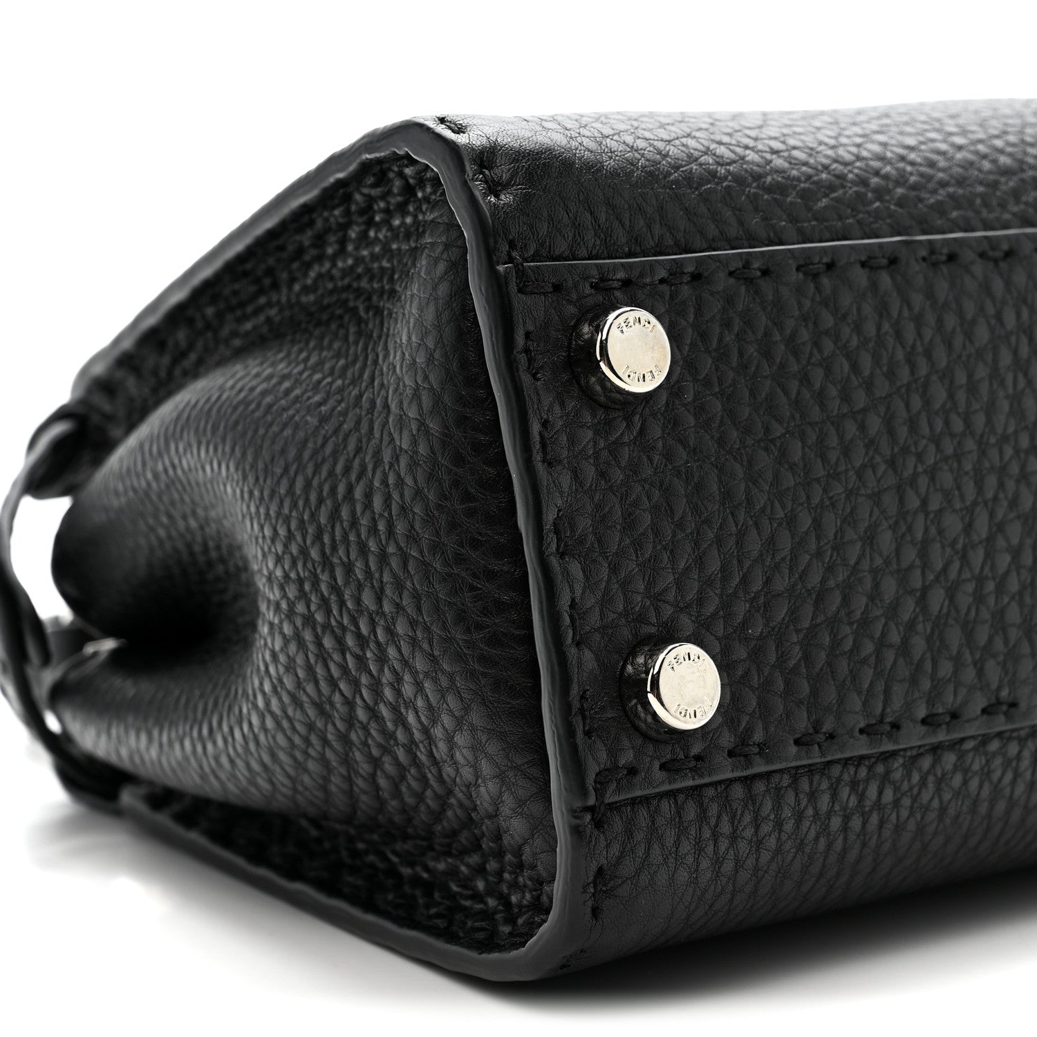 Fendi Cuoio Romano Selleria Bi-Color Mini Peekaboo Iconic Satchel Black Mou 9 of 10