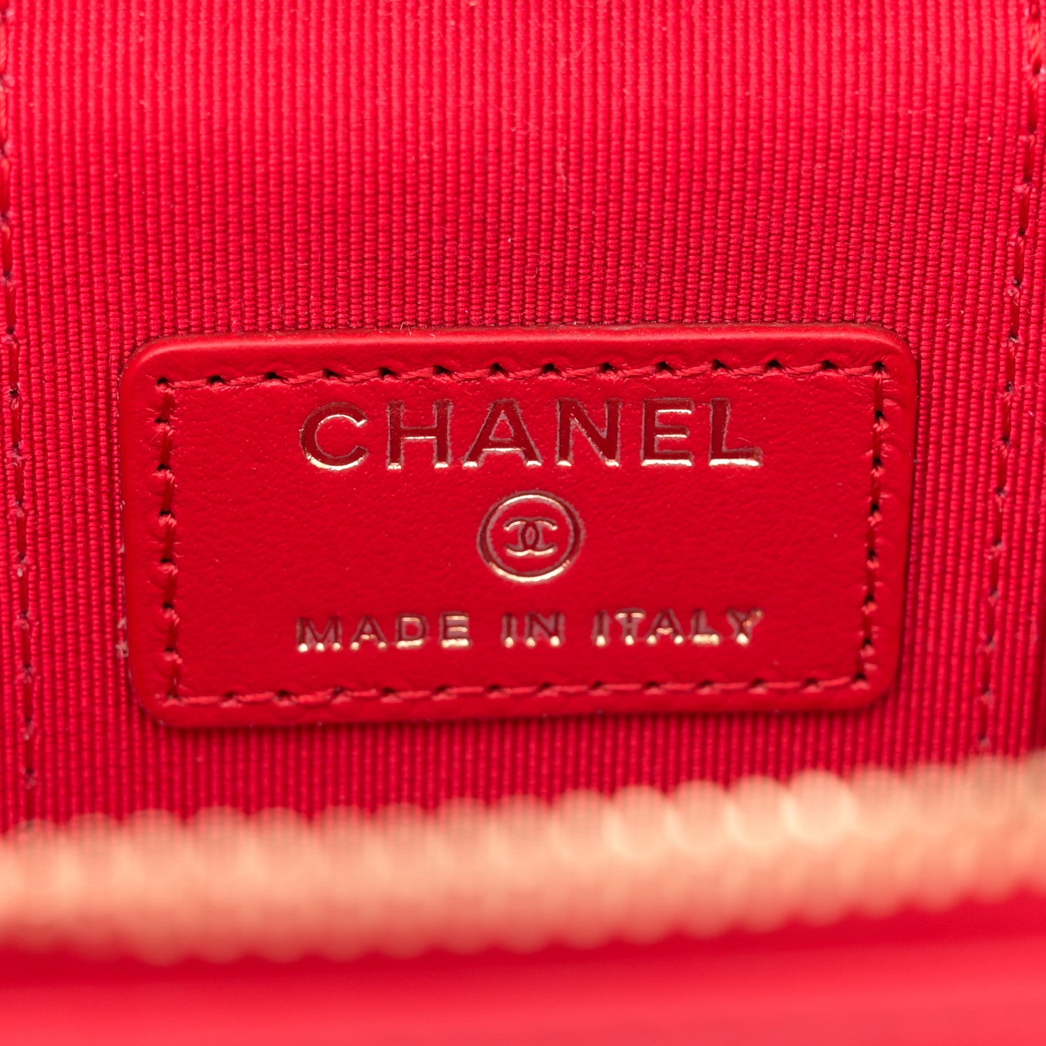Chanel Lambskin Camellia Embossed Mini Vanity Case With Chain Red 6 of 11