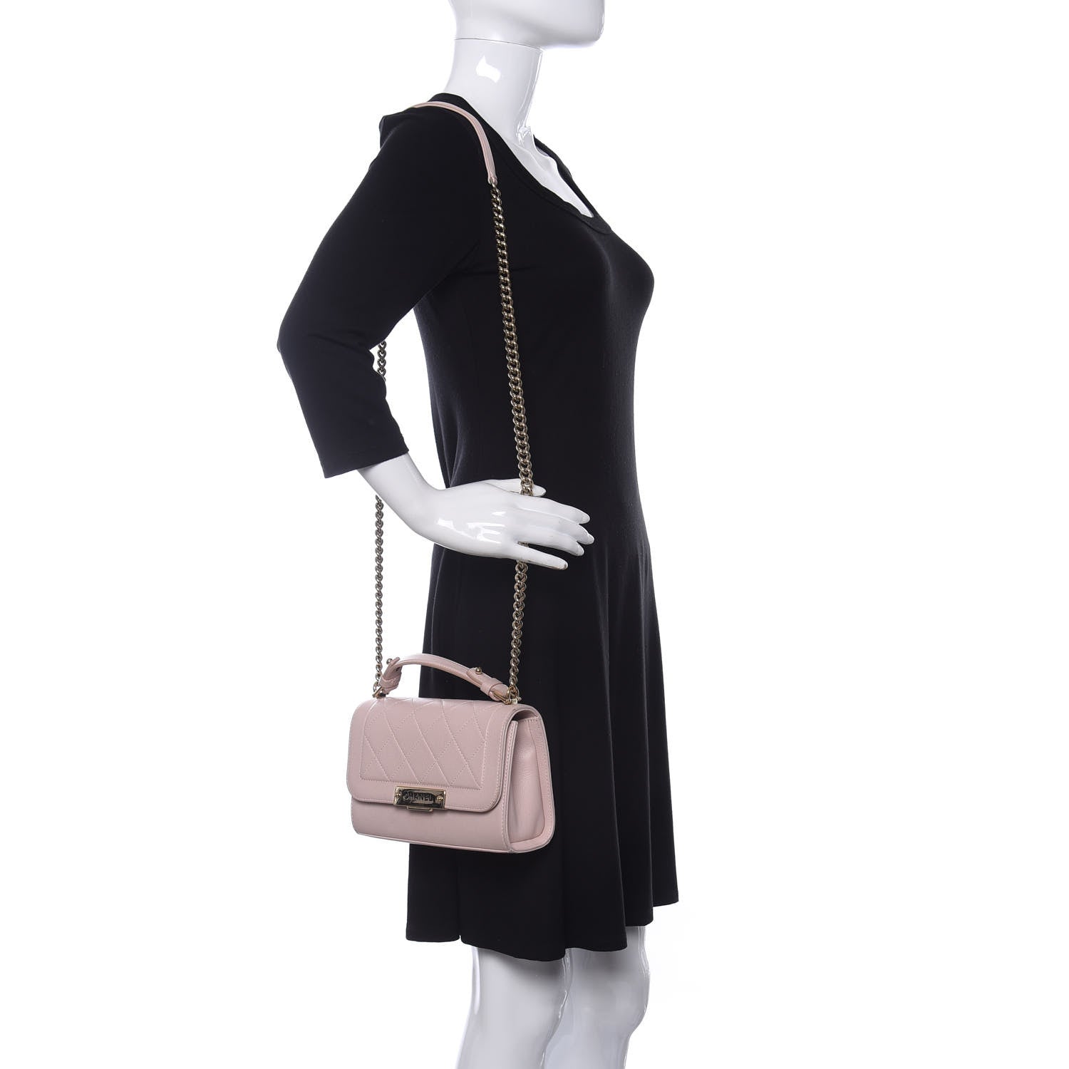 Chanel Grained Calfskin Quilted Small Label Click Flap Bag Pink 2 of 16
