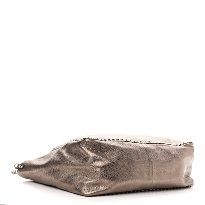 Valentino Garavani Metallic Grained Calfskin Large Rockstud Reversible Tote Skin Sasso 4 of 9