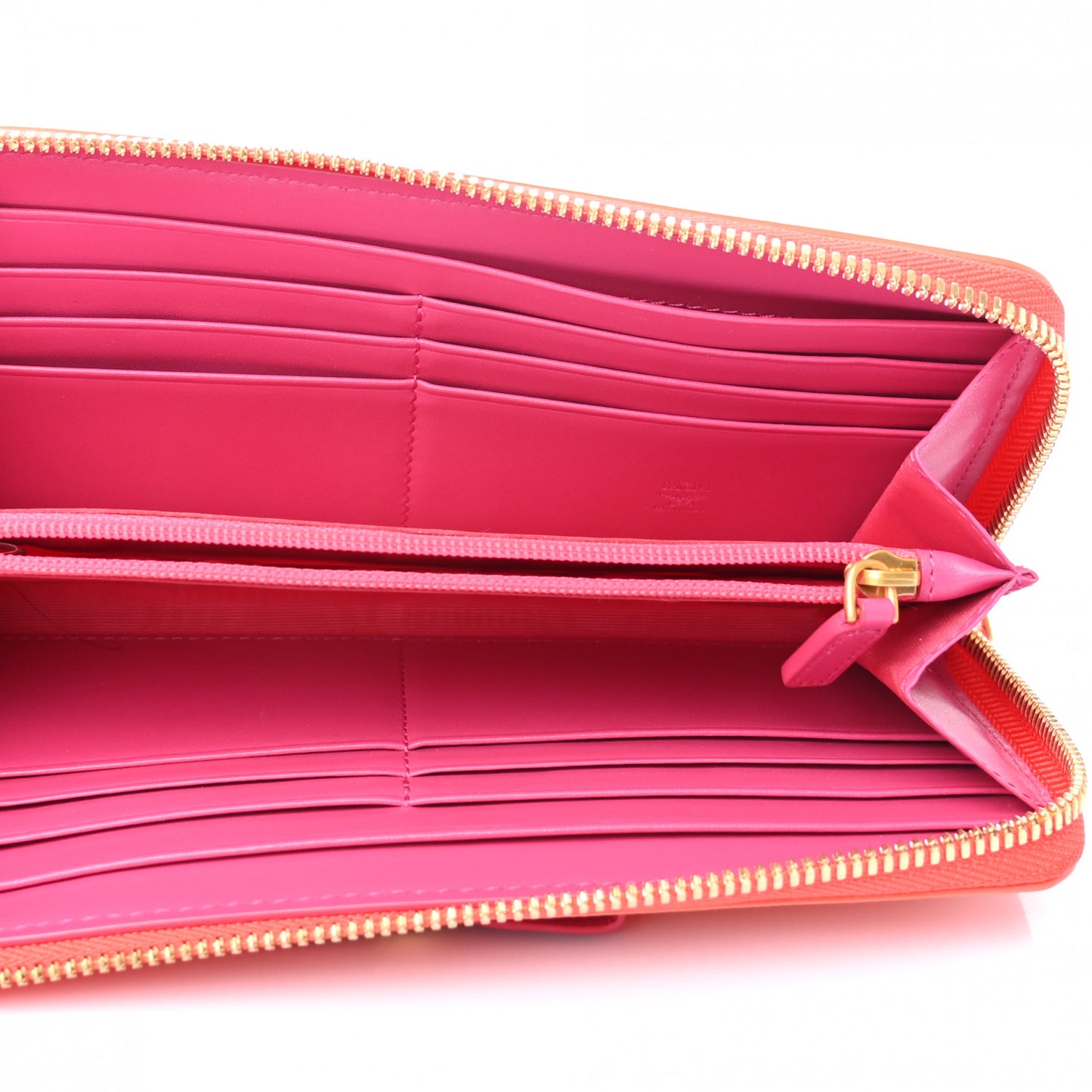 Saffiano Large Mina Zip Around Wallet Orange Pink