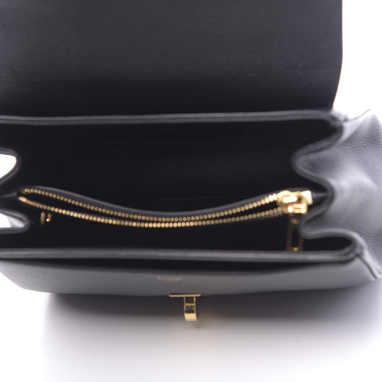 Grained Calfskin Small 16 Top Handle Bag Black