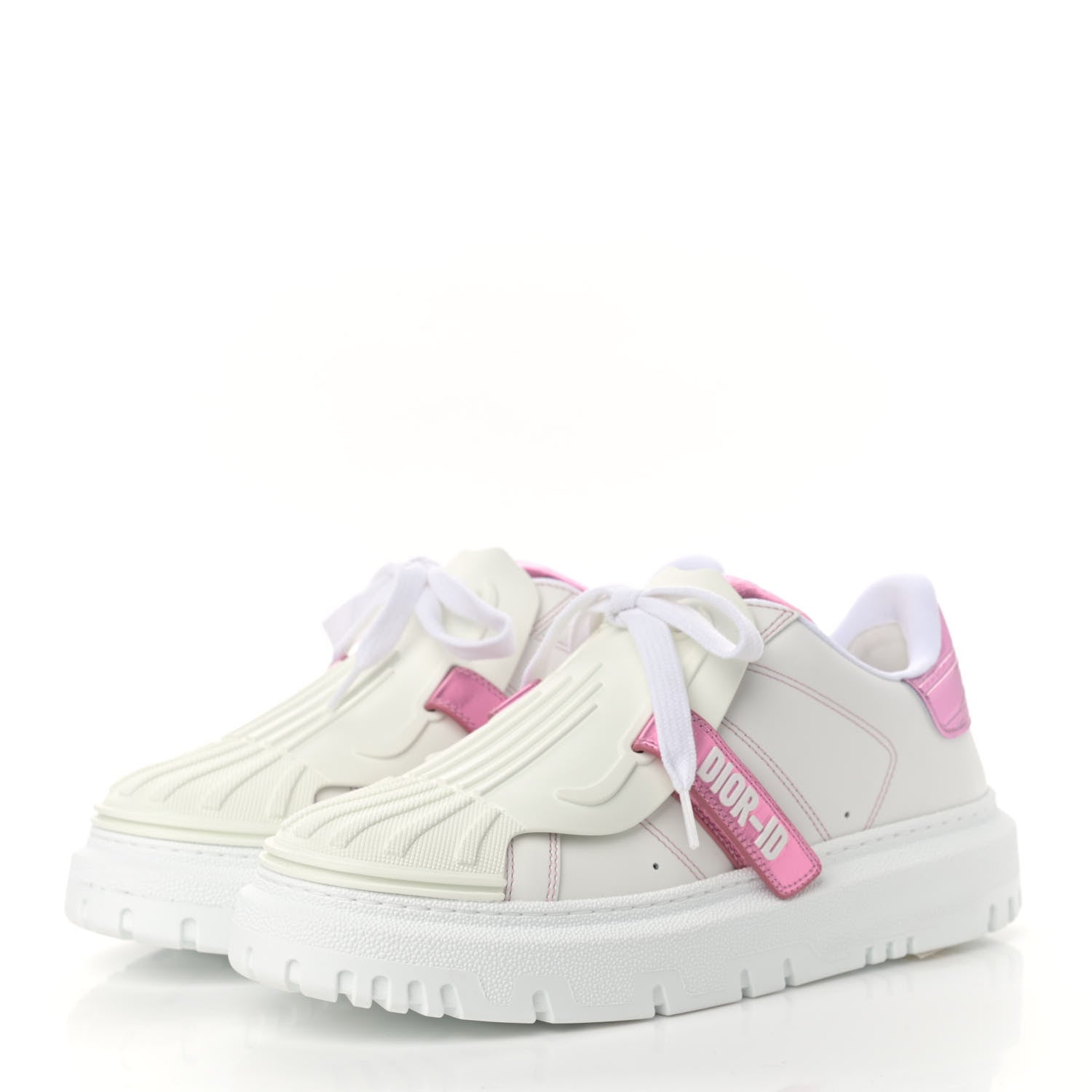 Christian Dior Laminated Calfskin Dior-ID Platform Sneakers 38 White Metallic Pink 3 of 9