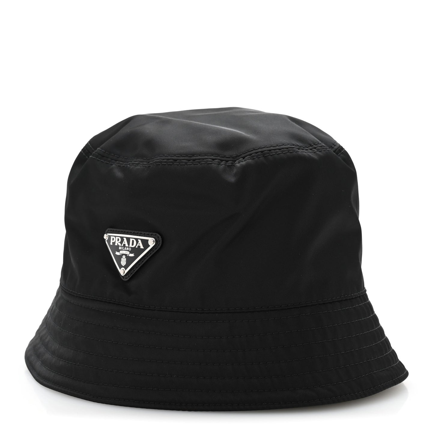 Re-Nylon Metal Triangle Logo Womens Bucket Hat S Black