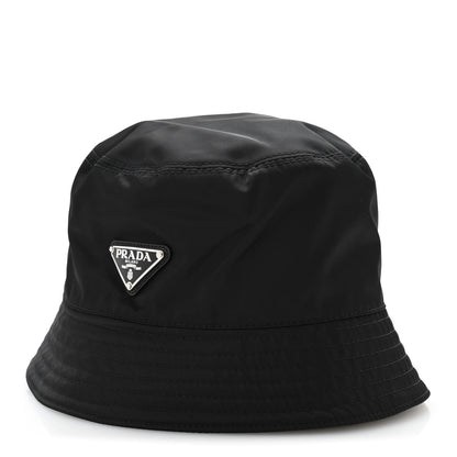 Prada Re-Nylon Metal Triangle Logo Womens Bucket Hat S Black 1 of 10