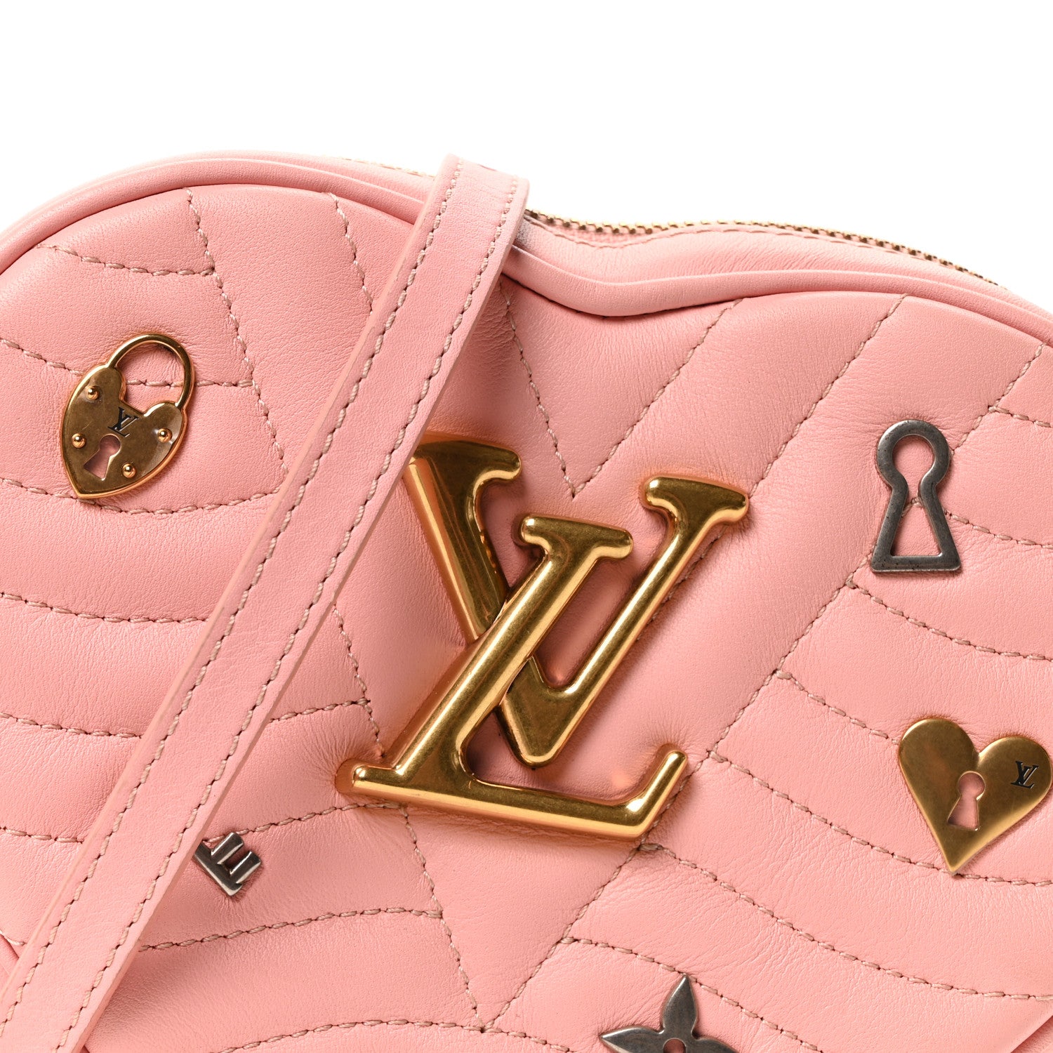Louis Vuitton Calfskin Embellished New Wave Love Lock Heart Bag Rose Pomettes 7 of 9