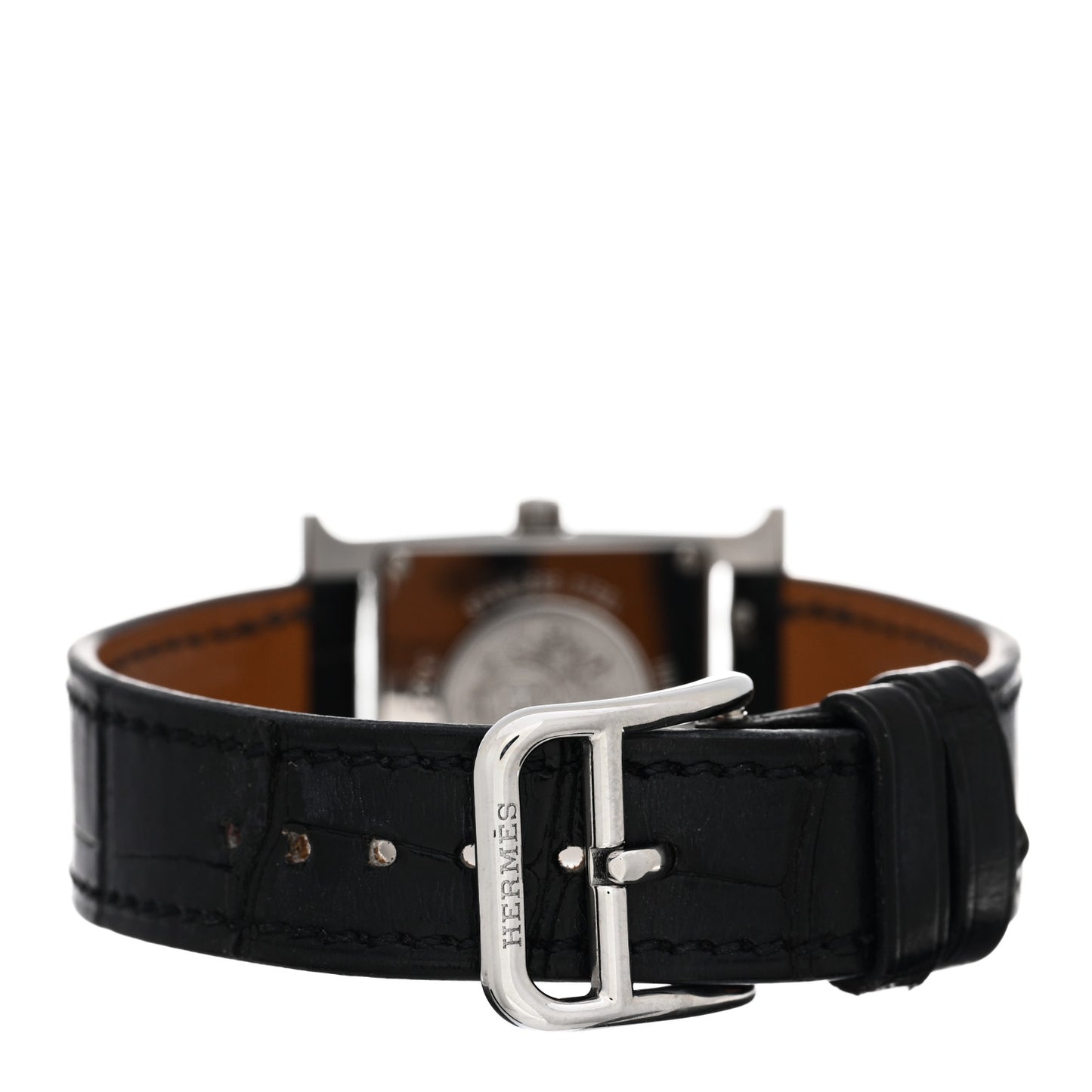 Stainless Steel Alligator Lacquer 21mm Heure H Hour Quartz Watch Noir