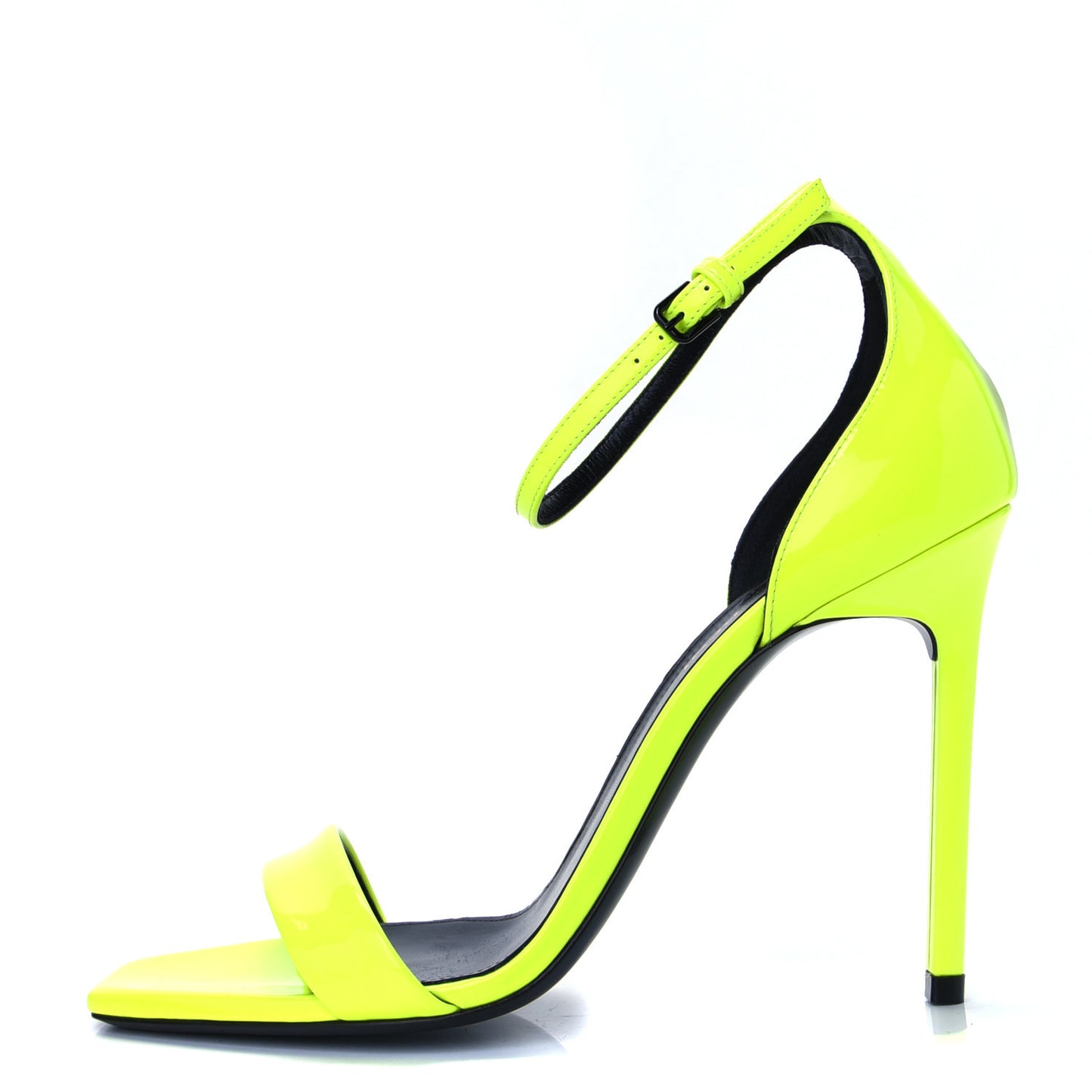Patent Calfskin Amber 105 Ankle Strap Sandals 38 Yellow Fluo
