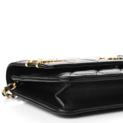 Chanel Lambskin Quilted Coco Clips Wallet On Chain WOC Black 10 of 15