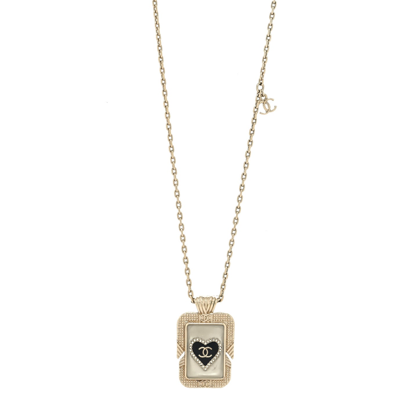 Metal Resin Enamel Crystal CC Necklace Gold Black White