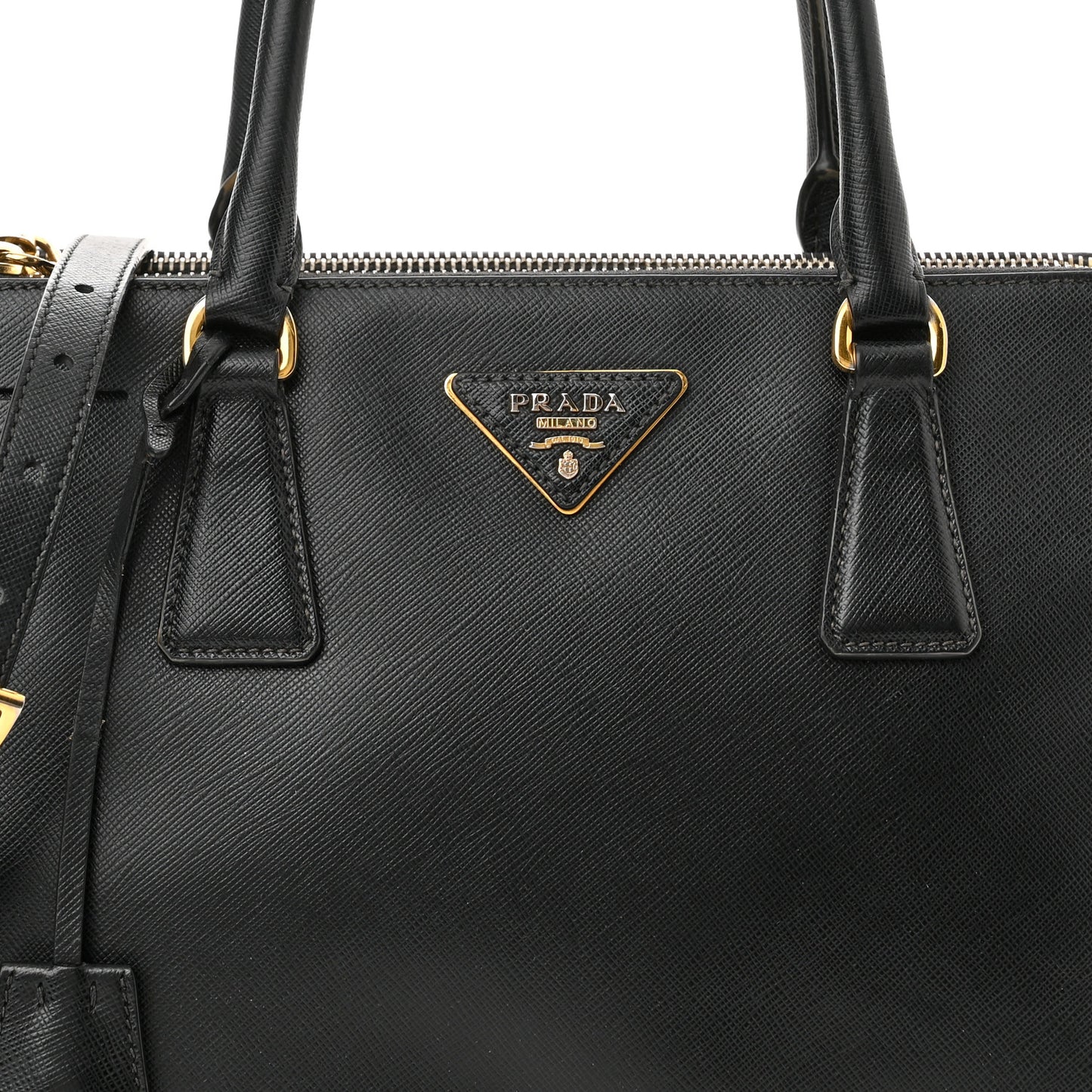 Saffiano Small Galleria Double Zip Tote Black