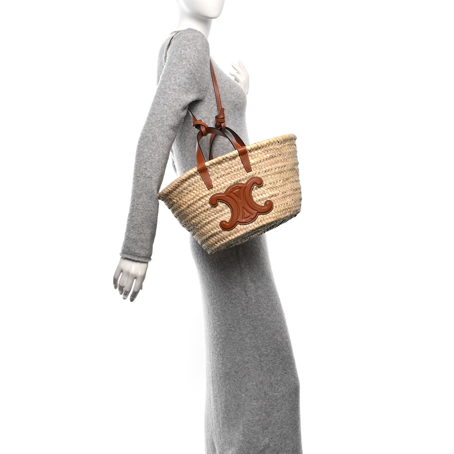Celine Palm Leaf Calfskin Triomphe Teen Panier Tan 2 of 9