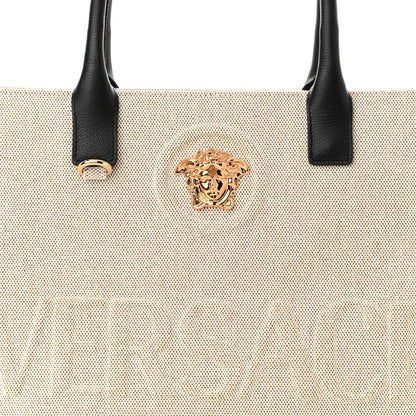 Versace Canvas Calfskin La Medusa Tote Bag Beige 7 of 9