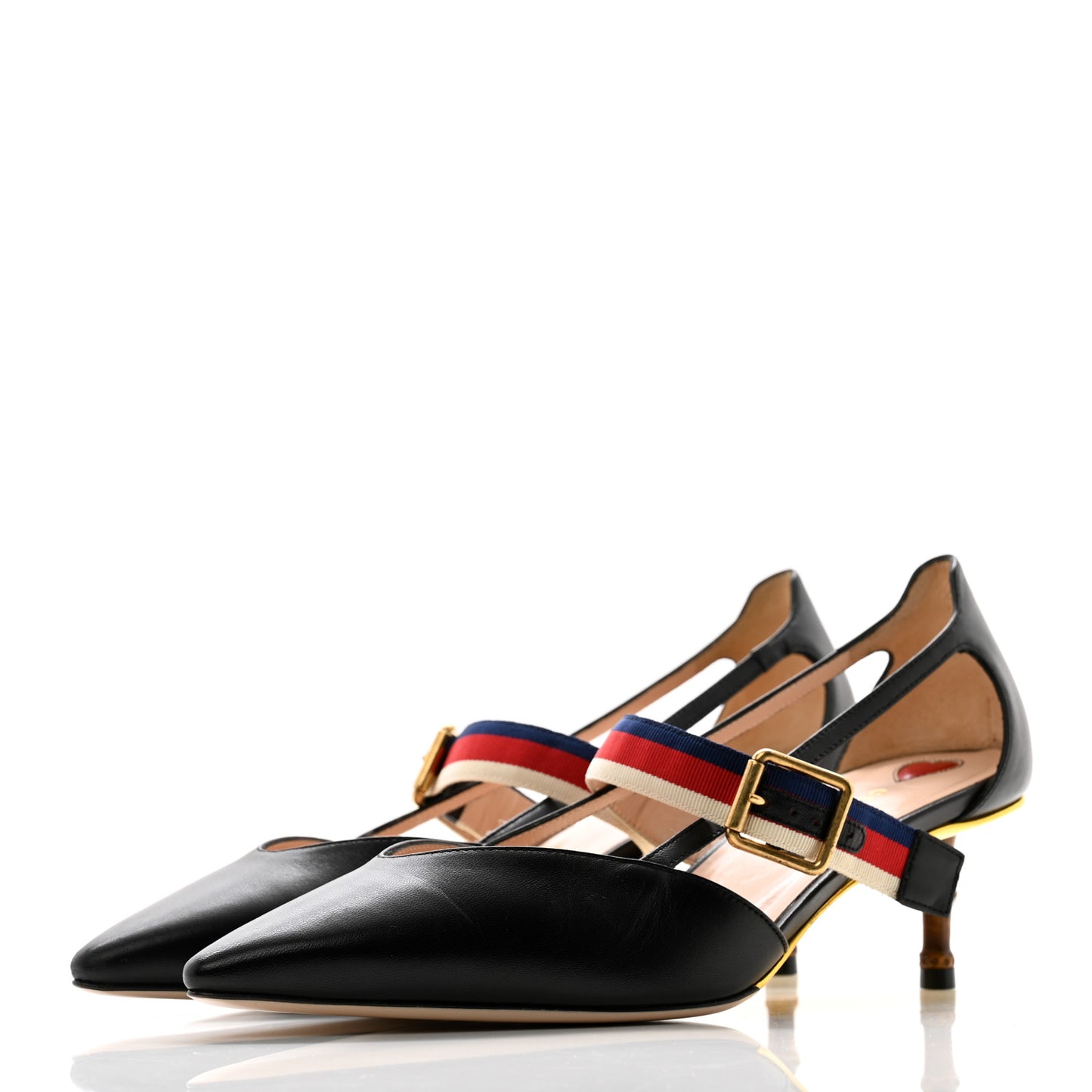 Malaga Kid Grosgrain Sylvie Web Bamboo Low Heel Pumps 40 Black