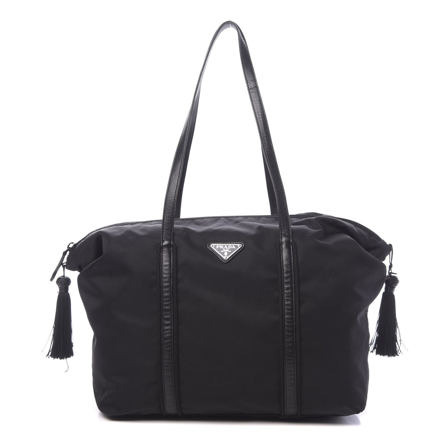 Tessuto Nylon Tassel Duffel Bag Black