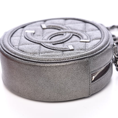 Chanel Metallic Caviar Quilted Round Filigree Crossbody Dark Silver 9 of 11