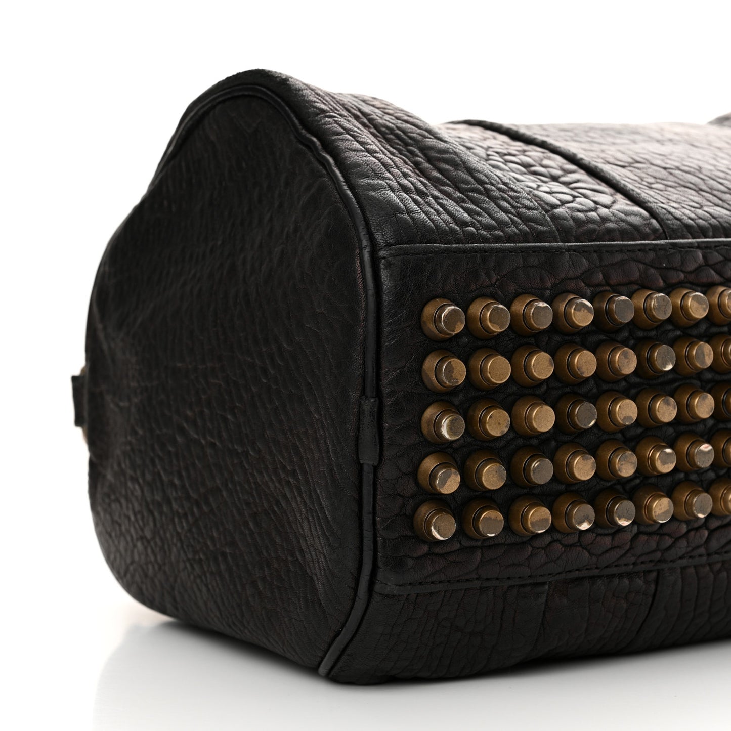 Pebbled Lambskin Rocco Black Antique Brass Hardware