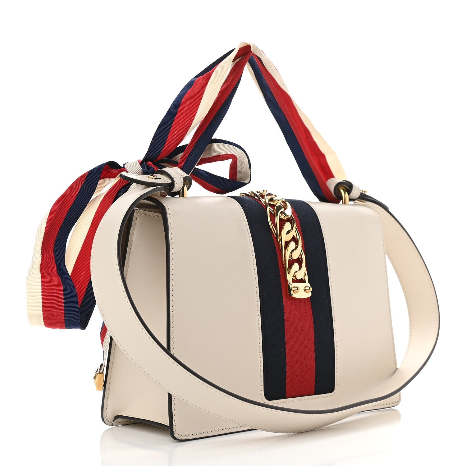 Gucci Calfskin Small Sylvie Shoulder Bag Off White 3 of 13