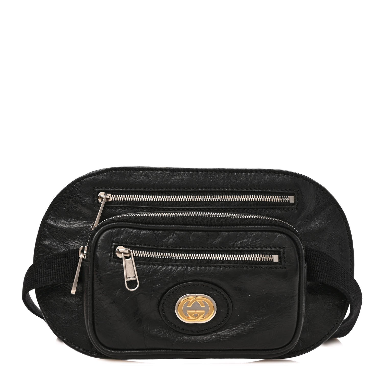 Gucci Fluffy Calfskin Morpheus Double Zip Belt Bag Black 1 of 9