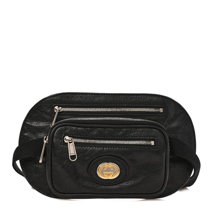 Gucci Fluffy Calfskin Morpheus Double Zip Belt Bag Black 1 of 9