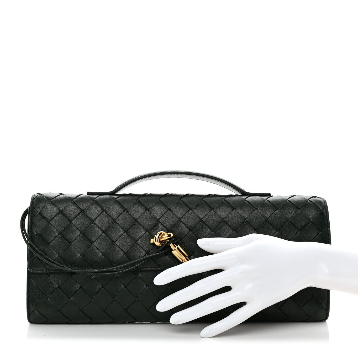 Bottega Veneta Nappa Intrecciato Long Andiamo Top Handle Clutch Emerald Green 2 of 10