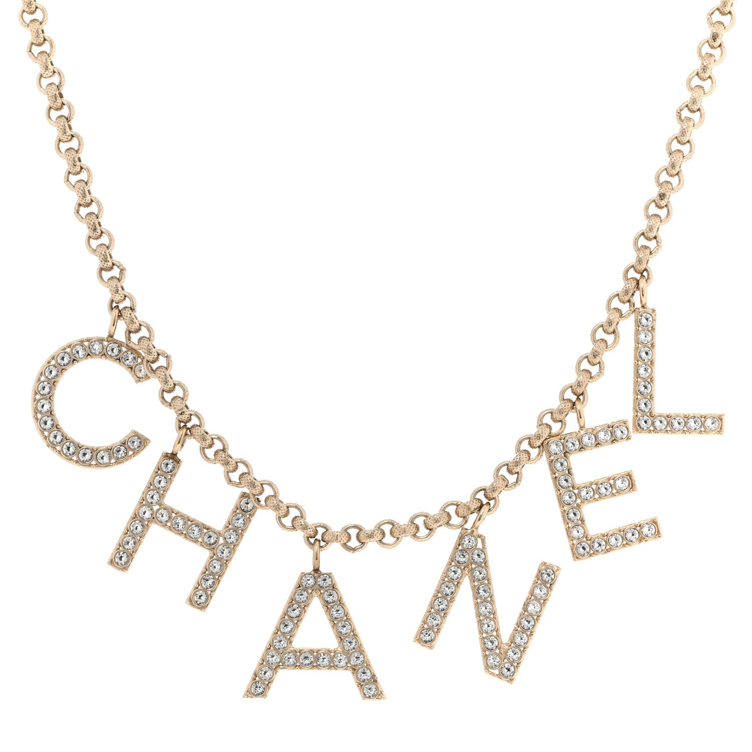 Chanel Crystal City of Lights Letter Chain Necklace Gold 1 of 6