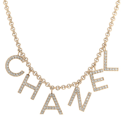 Chanel Crystal City of Lights Letter Chain Necklace Gold 1 of 6