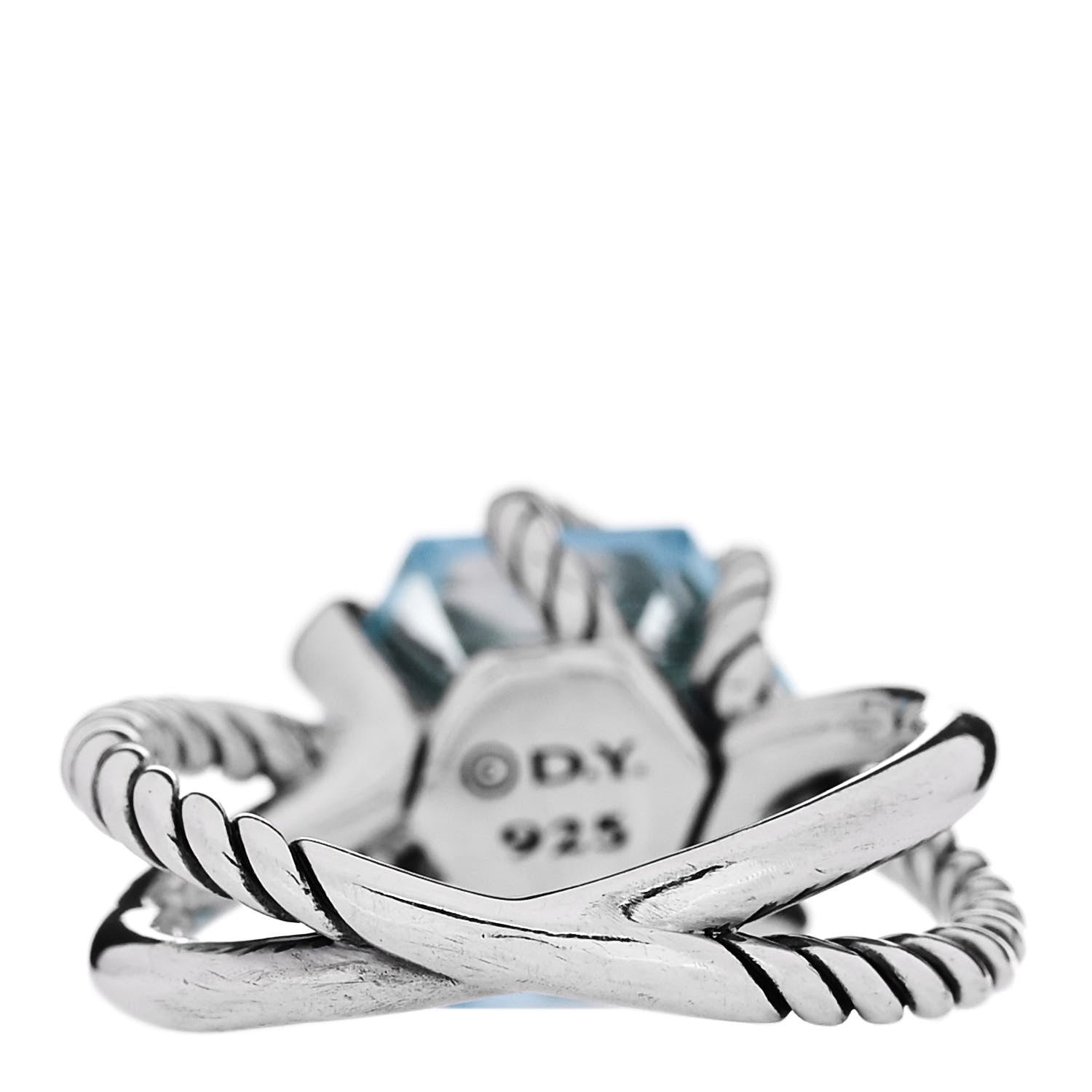 David Yurman Sterling Silver Diamond Blue Topaz 10mm Cable Wrap Ring 48 4.5 3 of 6