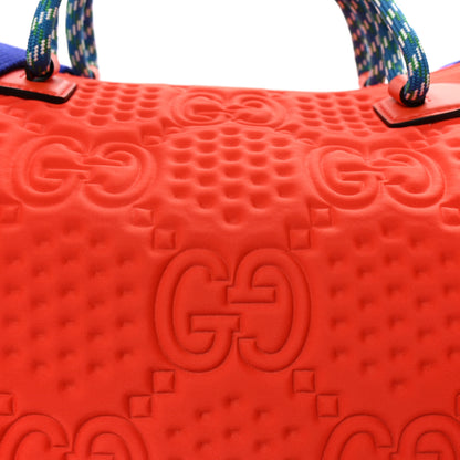 Gucci Monogram Jumbo Fabric Malaga GG Embossed Diver Duffle Bag Orange Pop Blue 6 of 8