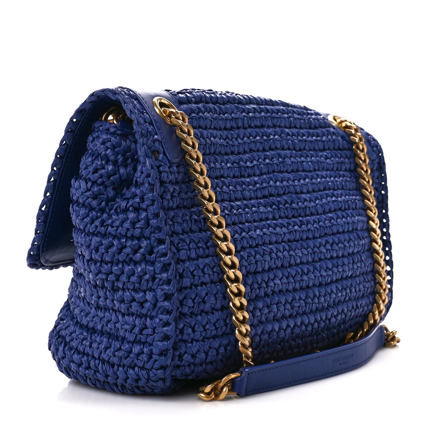 Raffia Calfskin Monogram Medium Niki Chain Satchel Blue