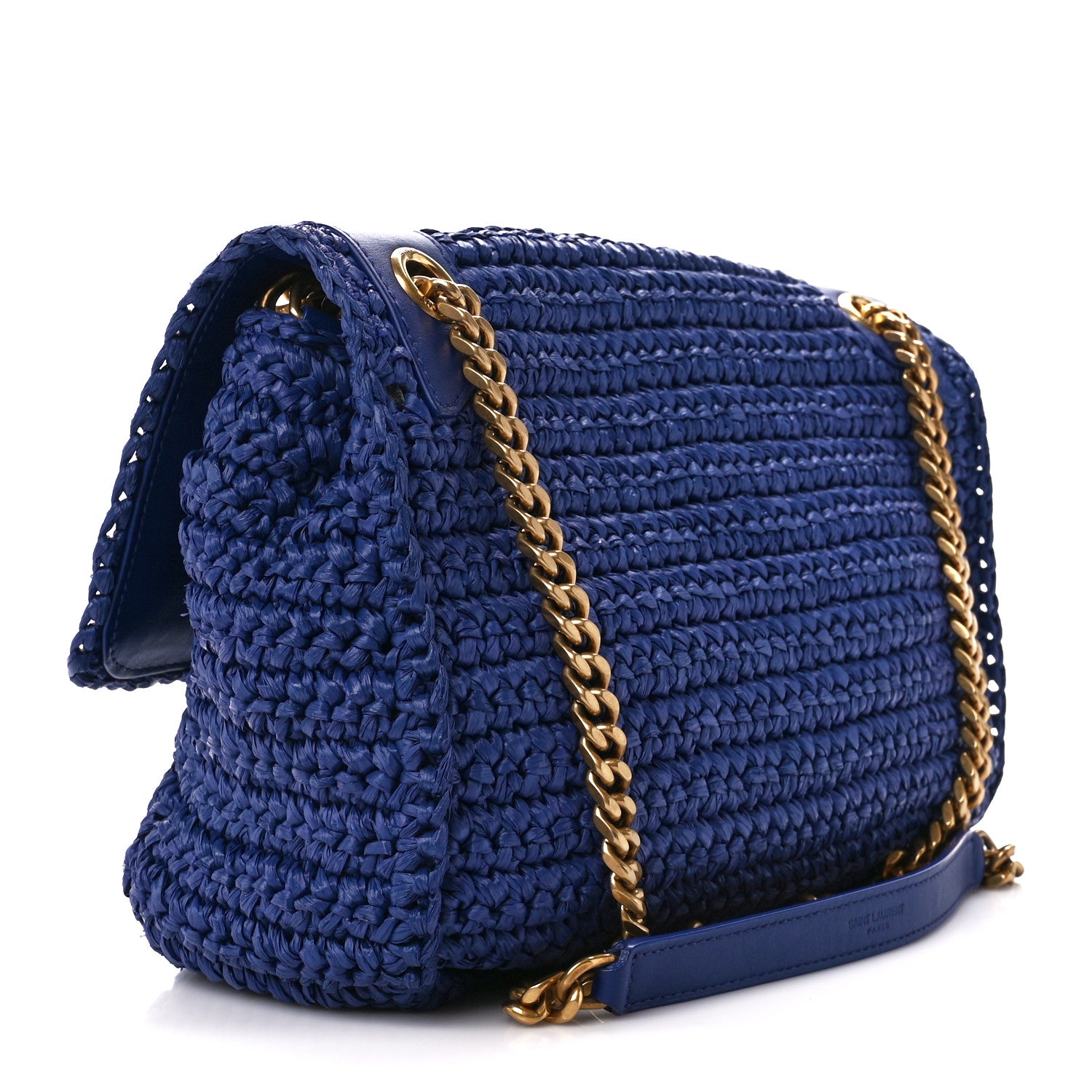 Saint Laurent Raffia Calfskin Monogram Medium Niki Chain Satchel Blue 3 of 12