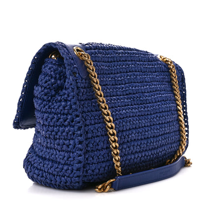 Saint Laurent Raffia Calfskin Monogram Medium Niki Chain Satchel Blue 3 of 12