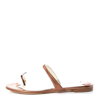 Chanel Metallic Calfskin CC Toe Ring Sandals 38 Bronze 1 of 19
