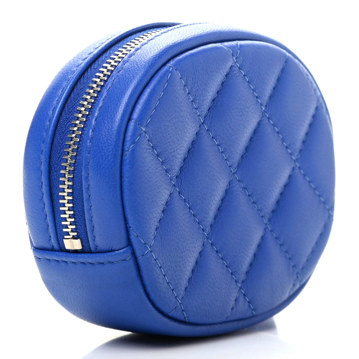 Chanel Lambskin Quilted Zip Around Classic Coin Purse Dark Blue 3 of 7
