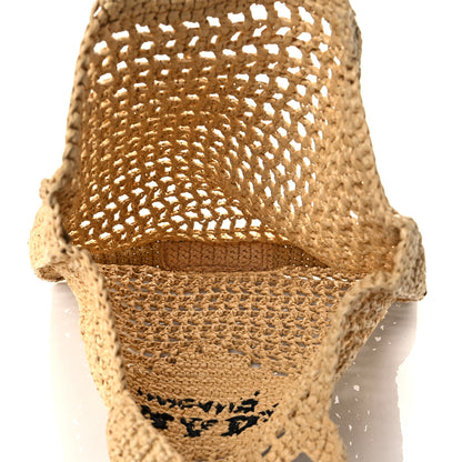 Prada Yarn Raffia Effect Crochet Logo Embroidered Tote Bag Naturale 10 of 18