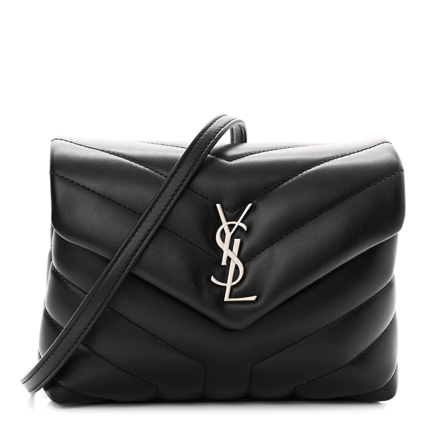 Calfskin Y Quilted Monogram Toy Loulou Crossbody Bag Black