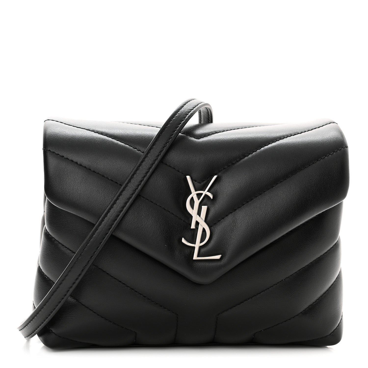 Saint Laurent Calfskin Y Quilted Monogram Toy Loulou Crossbody Bag Black 1 of 12