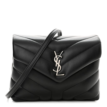 Saint Laurent Calfskin Y Quilted Monogram Toy Loulou Crossbody Bag Black 1 of 12