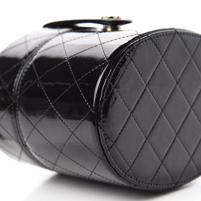 Chanel Patent Quilted Round Small Vanity With Chain Black 6 of 11