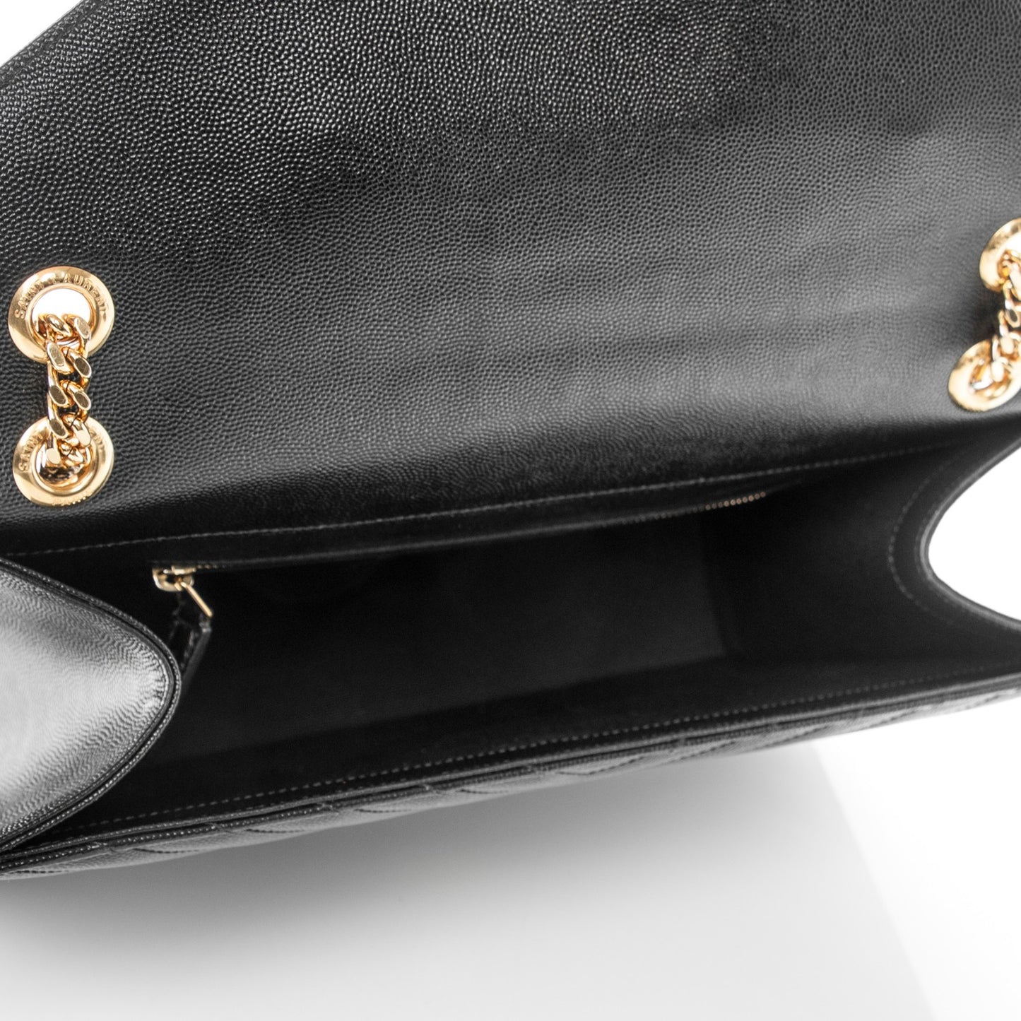 Grain De Poudre Matelasse Chevron Large Monogram Satchel Black