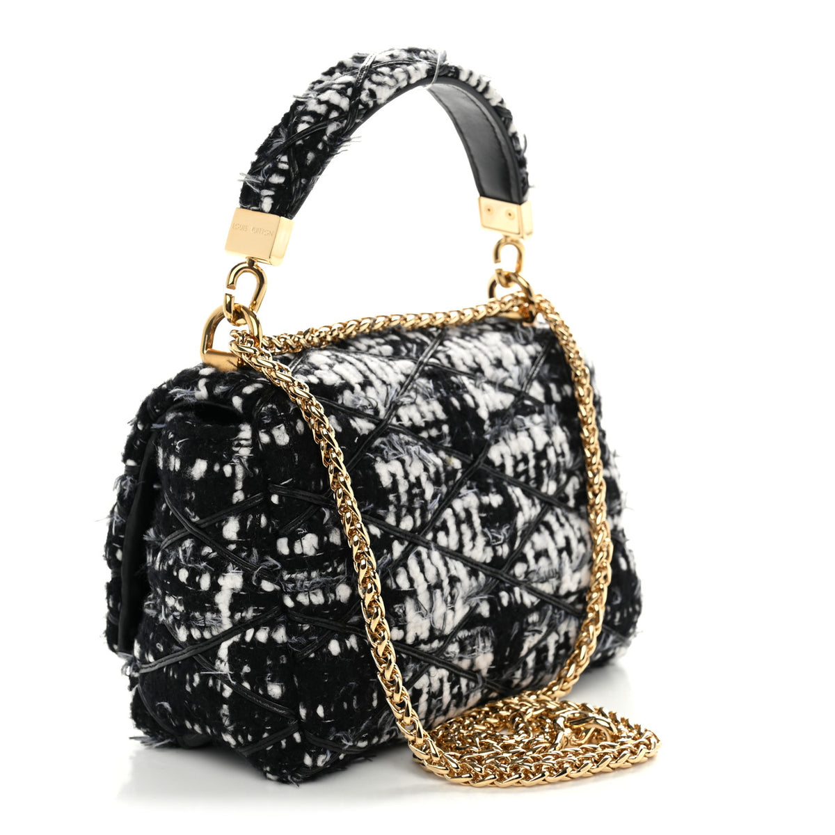 Louis Vuitton Tweed Malletage Top Handle GO-14 PM White Black 4 of 10