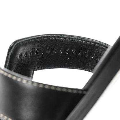 Hermes Box Calfskin Oran Sandals 36 Black 6 of 9