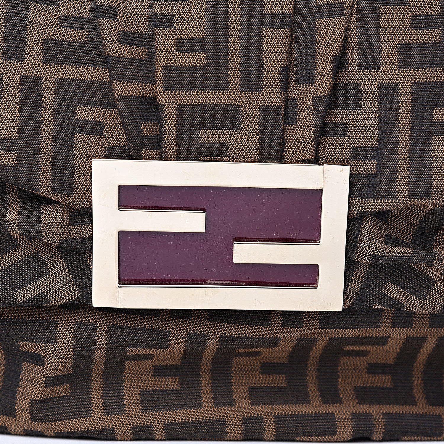 Fendi Zucca Patent Mia Shoulder Flap Tobacco Purple 9 of 11