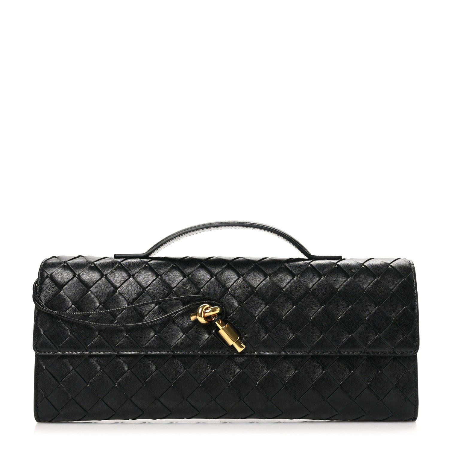Bottega Veneta Nappa Intrecciato Long Andiamo Top Handle Clutch Black 1 of 7