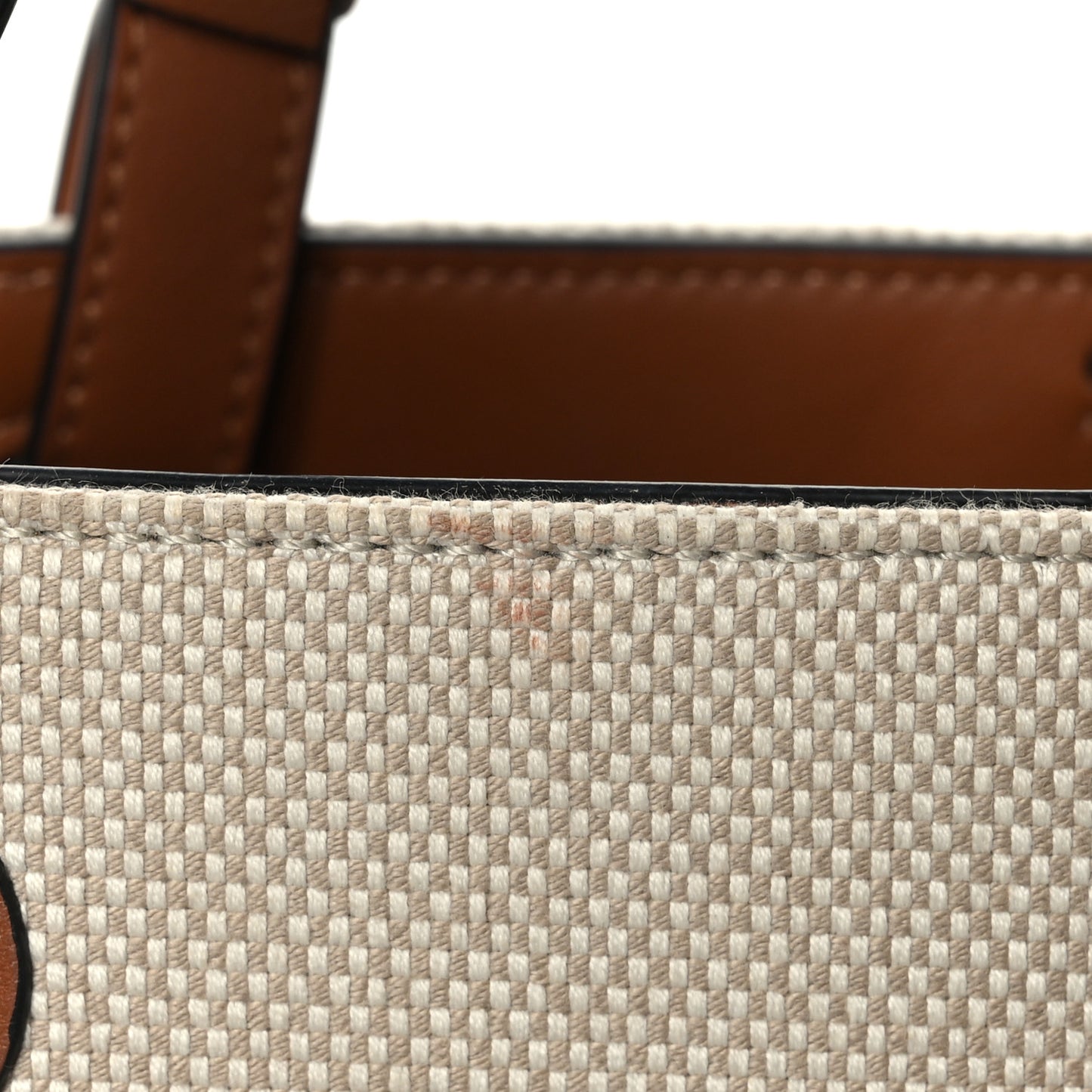 Canvas Calfskin Small Anagram Tote Ecru Tan