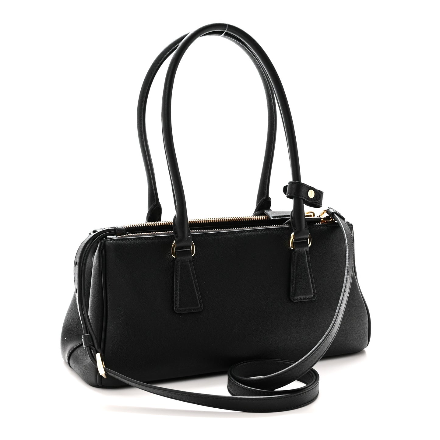 Soft Grain Medium East West Galleria Double Zip Bag Black
