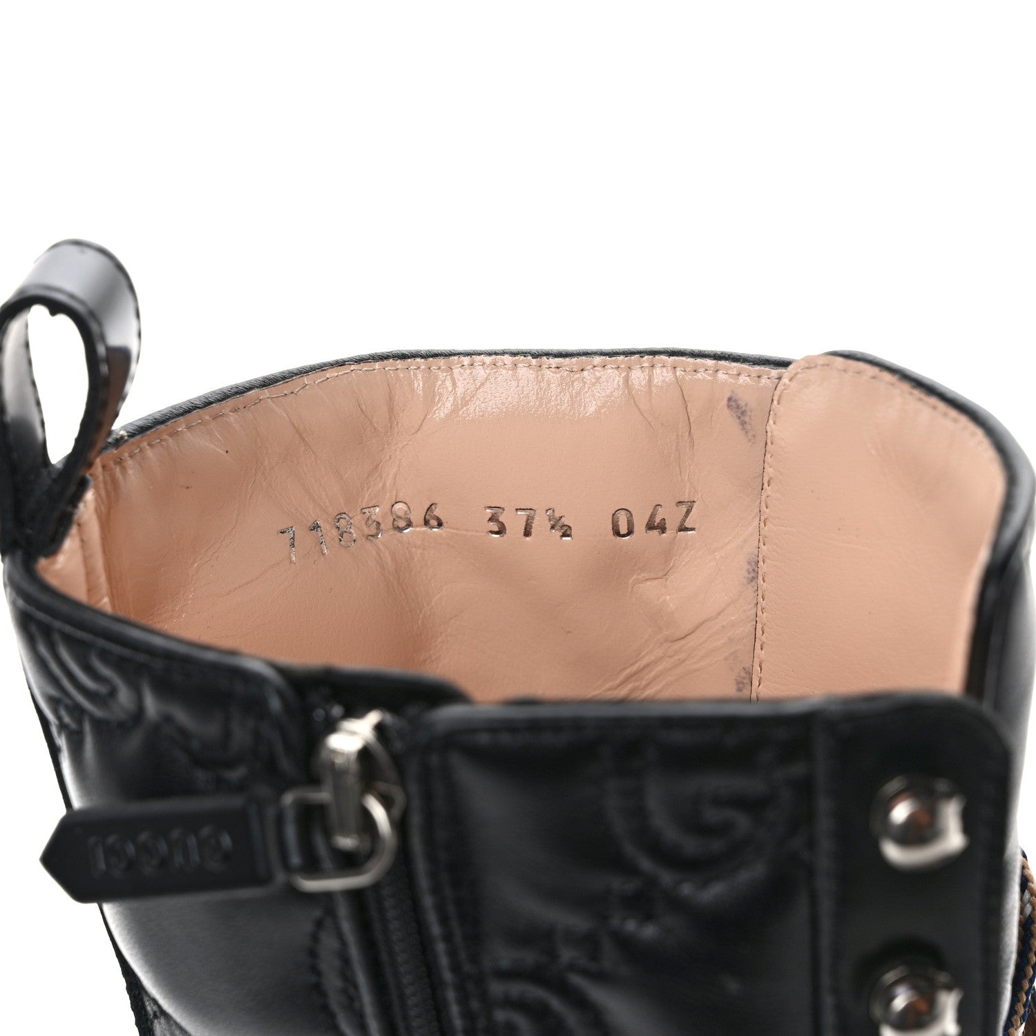 Gucci Cordovan Lux Nappa GG Matelasse Lace Up 60mm Combat Boots 37.5 Black 7 of 8