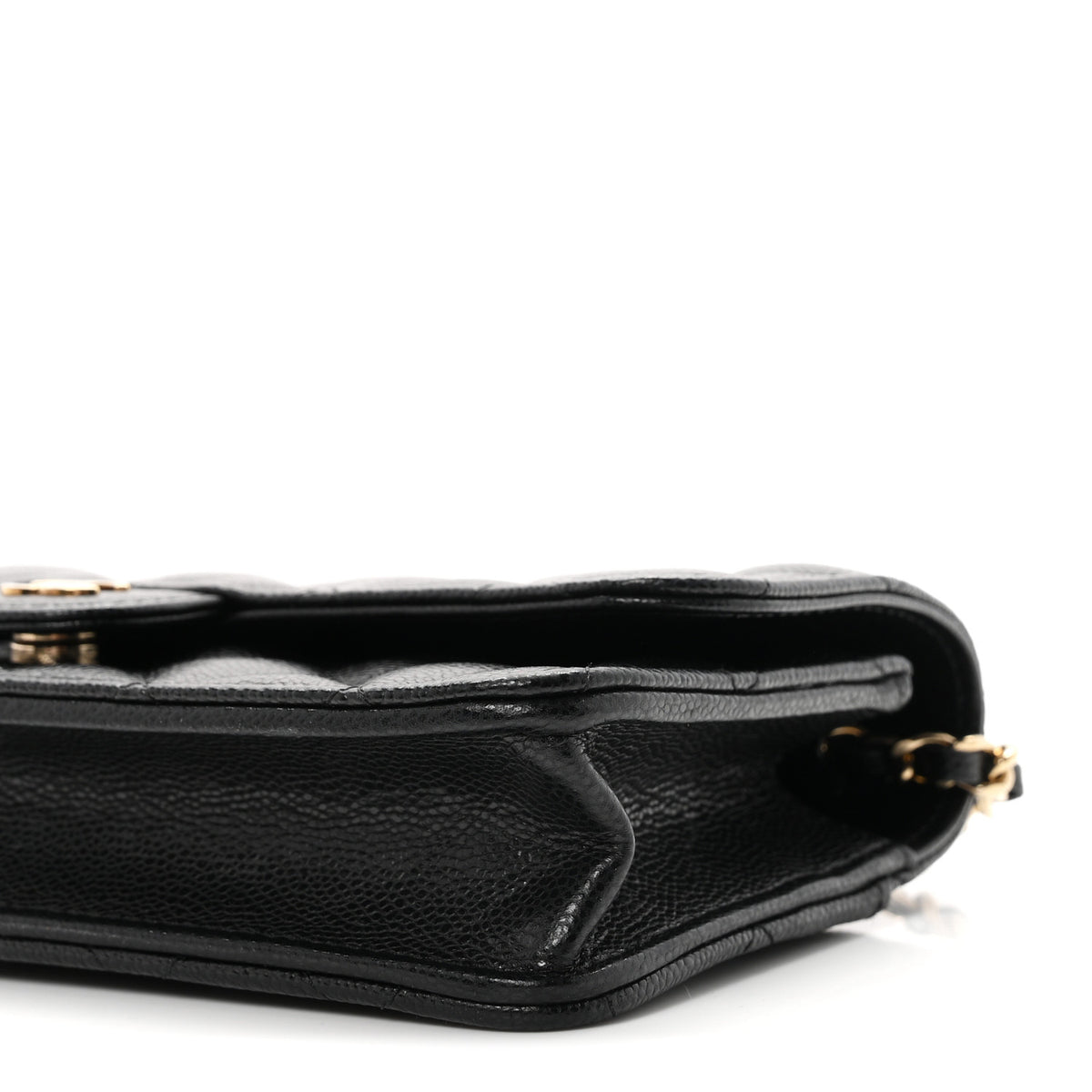 Caviar Quilted Flap Phone Holder With Chain Black